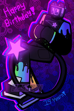 Detailed Full Body Drawing of CYBER in its Birthday Form