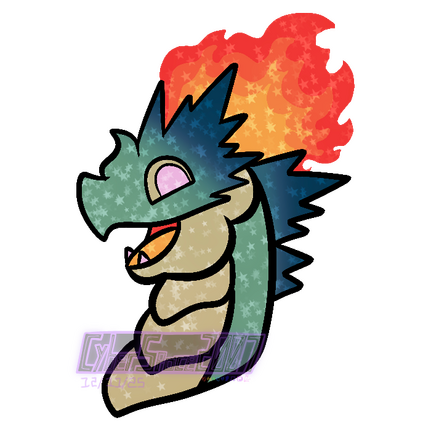 Headshot Drawing of Crossfire (one of my OCs) as a Fire Rift Dragon (From Dragonvale).